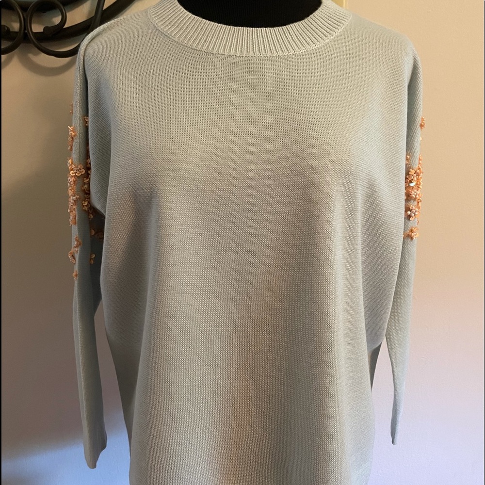 JCrew Daisy embroidered light weight sweater